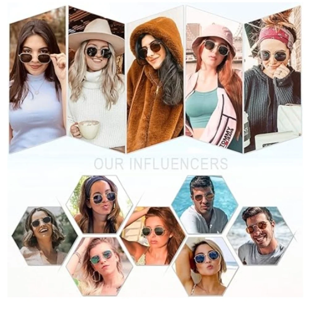 Polarized Hexagonal Sunglasses Polygon Shades SJ1072 Blue - Picture 3 of 5